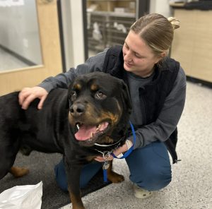 Oncology tech with patient